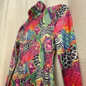 Colorful Animal Print Turtleneck Dress